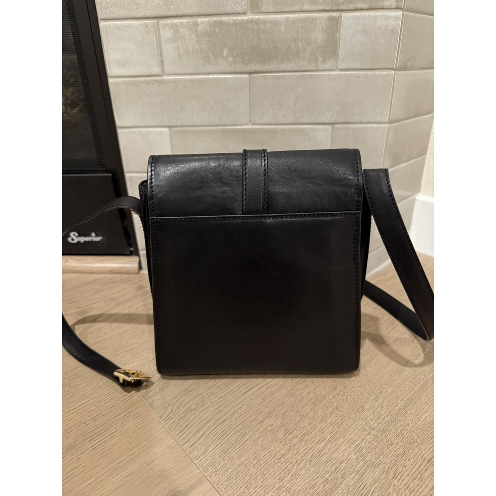 Ceancarel bag black vintage messenger bag shoulder Leather Buckle Square 80’s 70 - Picture 10 of 12